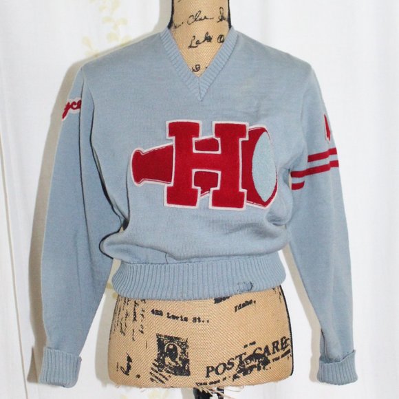 Vintage 1949 Kandel H Cheer Megaphone Wool Pullover Letterman Sweater Women's S - Picture 3 of 12